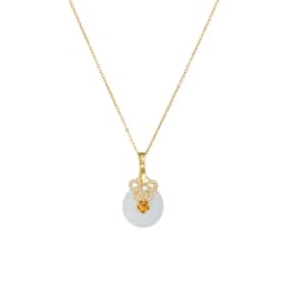 Chinese Style Classic Green Circle Stone Pendant Necklaces for Women Elegant Accessories Collar Jewelry Gifts for Friends