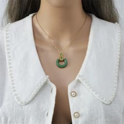 Chinese Style Classic Green Circle Stone Pendant Necklaces for Women Elegant Accessories Collar Jewelry Gifts for Friends