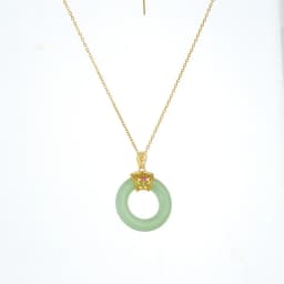 Chinese Style Classic Green Circle Stone Pendant Necklaces for Women Elegant Accessories Collar Jewelry Gifts for Friends