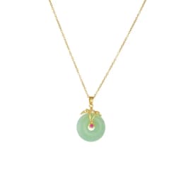 Chinese Style Classic Green Circle Stone Pendant Necklaces for Women Elegant Accessories Collar Jewelry Gifts for Friends