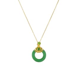 Chinese Style Classic Green Circle Stone Pendant Necklaces for Women Elegant Accessories Collar Jewelry Gifts for Friends