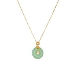 Chinese Style Classic Green Circle Stone Pendant Necklaces for Women Elegant Accessories Collar Jewelry Gifts for Friends