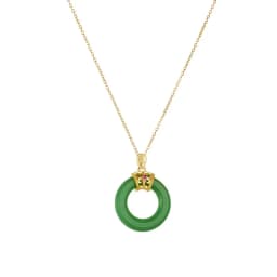 Chinese Style Classic Green Circle Stone Pendant Necklaces for Women Elegant Accessories Collar Jewelry Gifts for Friends