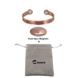 Vinterly Pure Copper Bracelet Men Women Adjustable Vintage Stripe Magnetic Bangle Arthritis Health High Magnet Jewelry Resizable
