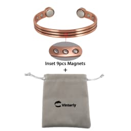 Vinterly Pure Copper Bracelet Men Women Adjustable Vintage Stripe Magnetic Bangle Arthritis Health High Magnet Jewelry Resizable
