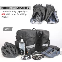 Rhinowalk Bicycle Pannier Bag 40L Waterproof Rear Rack Seat Trunk Bag With Rain Cover Handbag Cycling Storage Bag Accessories