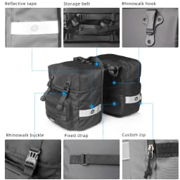 Rhinowalk Bicycle Pannier Bag 40L Waterproof Rear Rack Seat Trunk Bag With Rain Cover Handbag Cycling Storage Bag Accessories