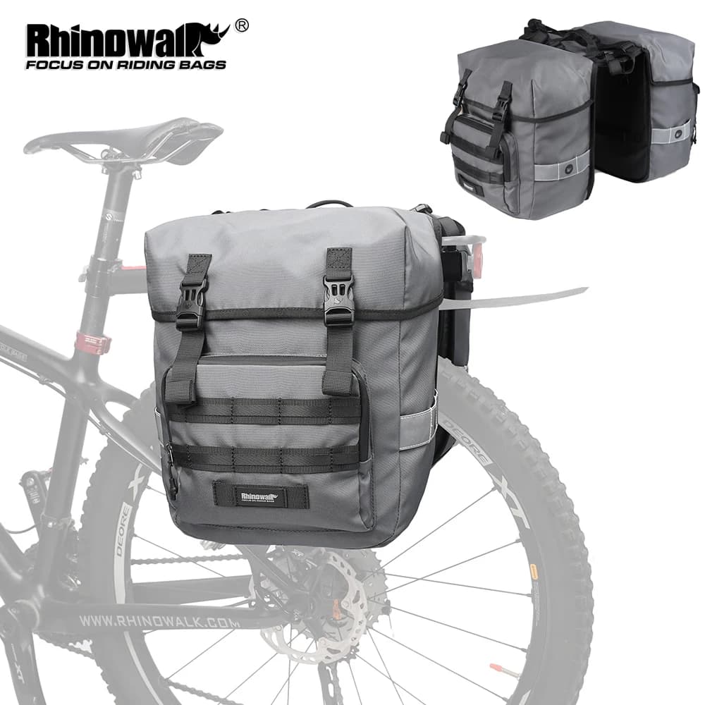 Rhinowalk Bicycle Pannier Bag 40L Waterproof Rear Rack Seat Trunk Bag With Rain Cover Handbag Cycling Storage Bag Accessories