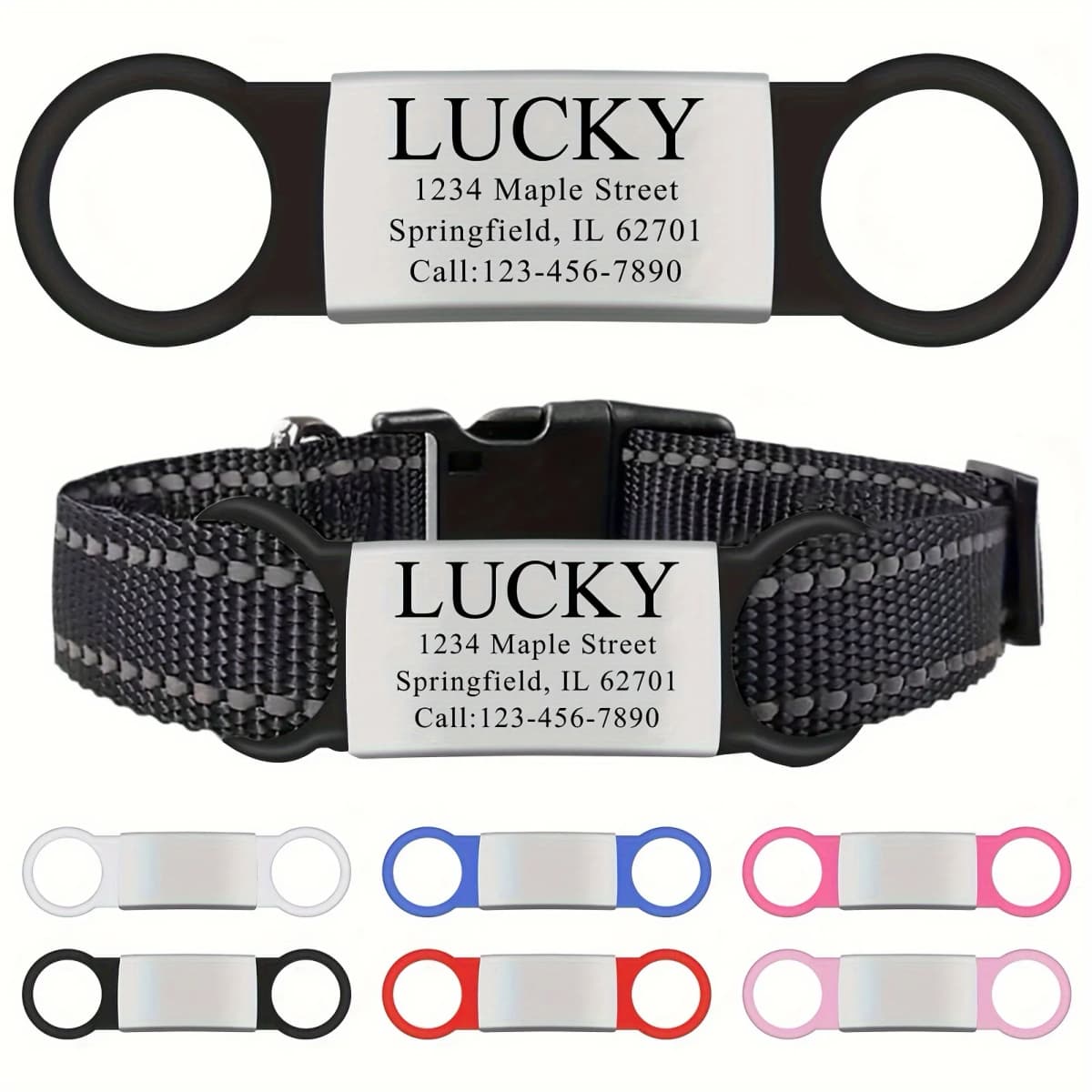 Customized Stainless Steel Engraved Nameplate For Pet Identification Cat And Dog ID Tag Installed On Collar With Name And Phone