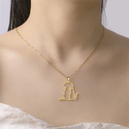 My Shape Hugging Puppy Kitten Necklace for Women Stainless Steel Pendant Chain Animal Cat Dog Jewelry Pets Lovers Gifts