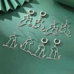 My Shape Hugging Puppy Kitten Necklace for Women Stainless Steel Pendant Chain Animal Cat Dog Jewelry Pets Lovers Gifts
