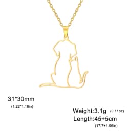 My Shape Hugging Puppy Kitten Necklace for Women Stainless Steel Pendant Chain Animal Cat Dog Jewelry Pets Lovers Gifts