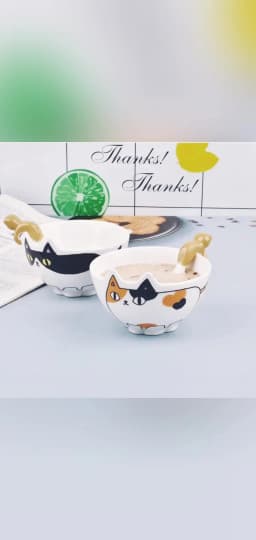 4 Inch Ceramic Bowl Korean Cartoon Cat Bowl Household Rice Bowls Children's Breakfast Tableware Home Kitchen Supplies Dinnerware