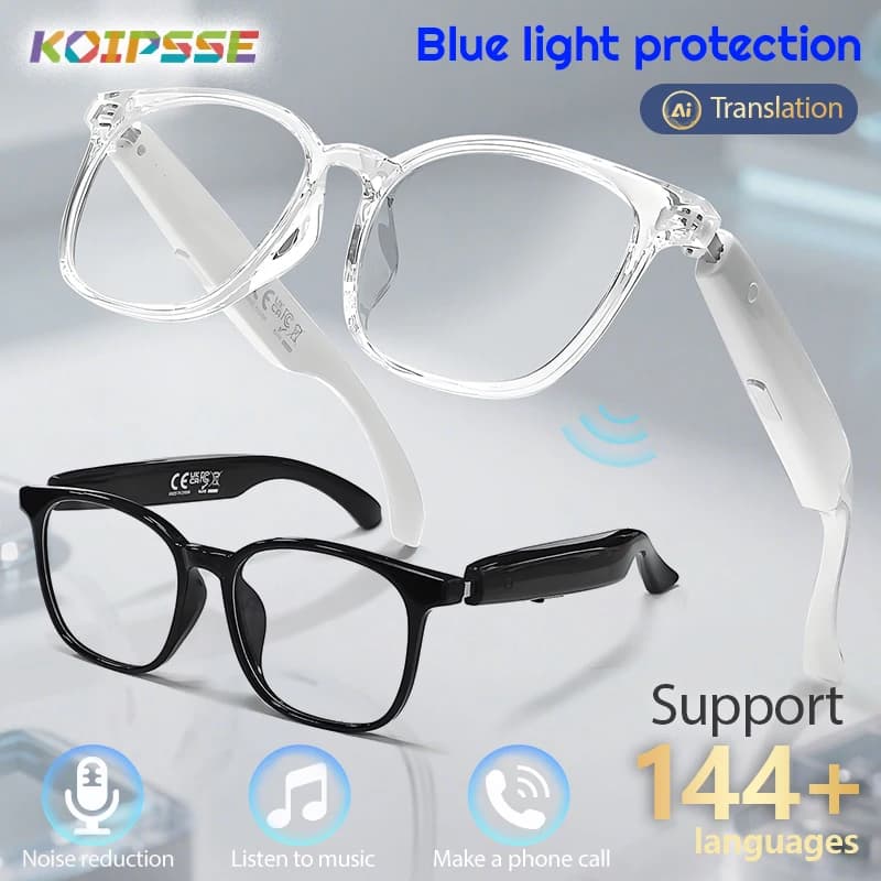 Smart AI Translation Wireless Glasses, Casual Touch Operation, Built-in Speaker, Stylish for Outdoor Cycling and Work