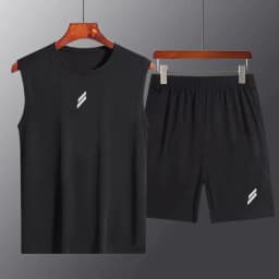 NEW Sport Men Summer Thin Quick Drying Vest+Shorts Man's Set Fitness Running Suit Two-Piece Set Mesh Ventilation Men Tracksuit