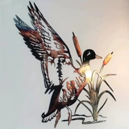 Wild Duck Wrought Iron Wall Art - Rustic Living Room Metal Decor & Hanging