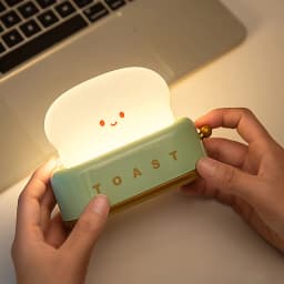 USB Rechargeable LED Bread Toast Night Light Table Lamp Bedside Portable for Bedroom Kids Room Baby Gift Holiday Decor Birthday