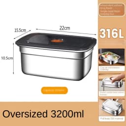 304 Stainless Steel Crisper, Lunch Box, Sealed Leak-proof Bento Box, Refrigerator Freezer Storage Box, Camping Lunch Box