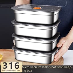 304 Stainless Steel Crisper, Lunch Box, Sealed Leak-proof Bento Box, Refrigerator Freezer Storage Box, Camping Lunch Box