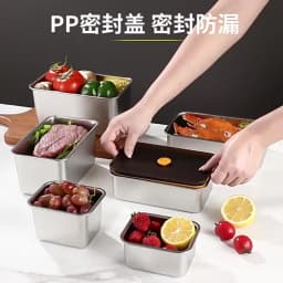 304 Stainless Steel Crisper, Lunch Box, Sealed Leak-proof Bento Box, Refrigerator Freezer Storage Box, Camping Lunch Box