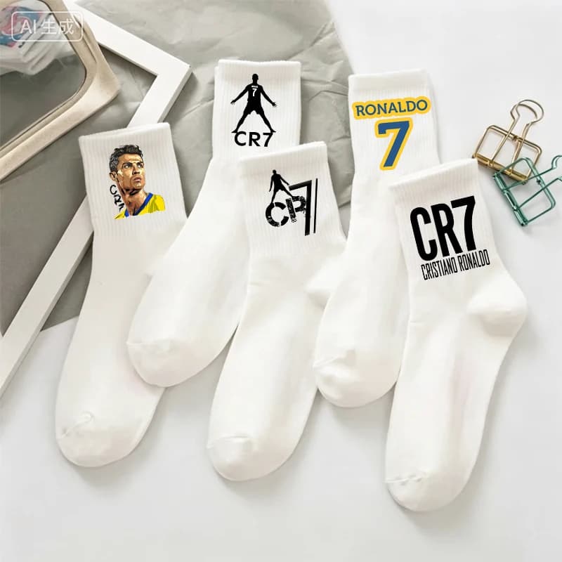 Cr7 Ronaldos Cotton Stockings Women Men Cute Socks Cartoon Anime Derivative Peripherals Football Sock Birthday Party Gifts