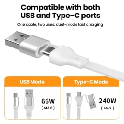 2 In 1 PD 66W/240W Fast Charging USB C Cable Retractable USB Type C To USB C Data Cord For IPhone17 Carplay Laptop Data Cable 1M
