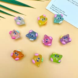 10pcs Star Kirby Action Figure Luminous Kirby accessories Decor DIY Resin Keychain Anime Figure Kids Birthday Xmas Gift Toys