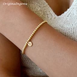 Handmade Gold Beads Bracelet 14K Gold Filled Elastic Bracelet Custom Letter Jewelry Boho Bracelets Vintage Boho Women Jewelry