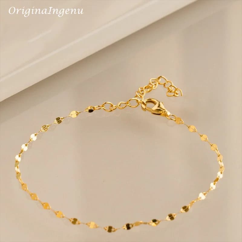 14K Gold Filled Lip Chain Bracelet Minimalist Jewelry Handmade Dainty Mirror Link Chain Bracelet Women Tarnish Resistant Jewelry
