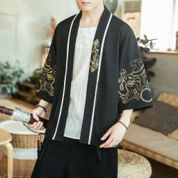 Japanese Kimono Traditional Yukata Kimono Cardigan Men Beach Thin Asian Clothes Japan Kimonos Male Fashion Casual Cardigan Shirt