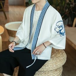 Japanese Kimono Traditional Yukata Kimono Cardigan Men Beach Thin Asian Clothes Japan Kimonos Male Fashion Casual Cardigan Shirt