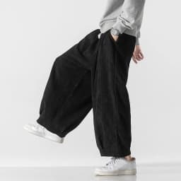 Autumn Men Men Corduroy Pants Men Solid Color Wide Leg Pants Oversized Straight Trousers Male Thick Warm Streetwear Pants