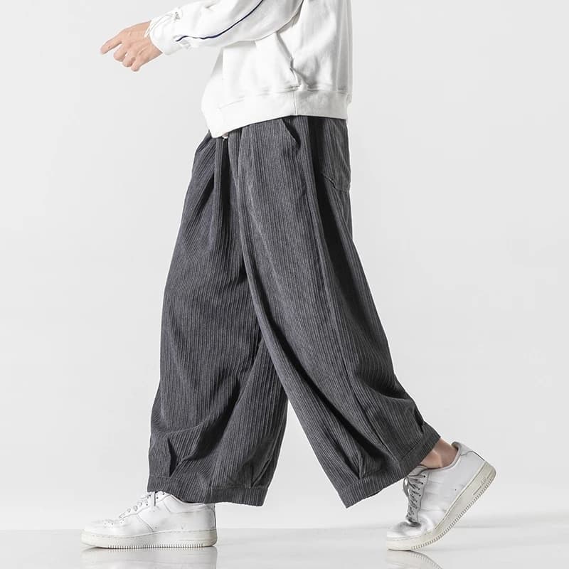 Autumn Men Men Corduroy Pants Men Solid Color Wide Leg Pants Oversized Straight Trousers Male Thick Warm Streetwear Pants