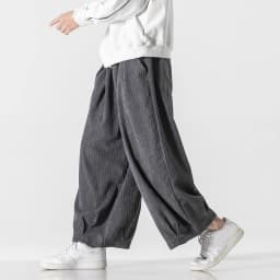 Autumn Men Men Corduroy Pants Men Solid Color Wide Leg Pants Oversized Straight Trousers Male Thick Warm Streetwear Pants