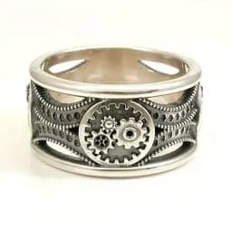 Vintage Mechanical Gear Rings for Women Stainless Steel Steam Cyberpunk Style Machine Shaped Punk Jewelry Creative Gift for Boys