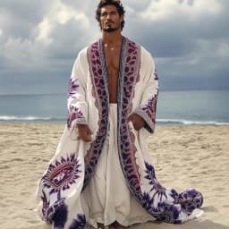 Long Sleeve Digital Print Long Sun Protection Robe for Men and Women