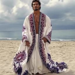 Long Sleeve Digital Print Long Sun Protection Robe for Men and Women