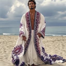 Long Sleeve Digital Print Long Sun Protection Robe for Men and Women