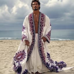 Long Sleeve Digital Print Long Sun Protection Robe for Men and Women