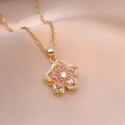 Shiny Zircon Romantic Flower Pendant Necklace For Women Gold Plated Rotatable Flowers Choker Girls Wedding Party Luxury Jewelry