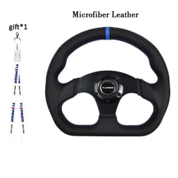 TIYPEOR 330mm13Inch Racing Drift Flat Steering Wheel Black Stitching Steering Wheel Fit Car and Simulation Racing Game