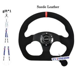 TIYPEOR 330mm13Inch Racing Drift Flat Steering Wheel Black Stitching Steering Wheel Fit Car and Simulation Racing Game