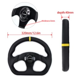 TIYPEOR 330mm13Inch Racing Drift Flat Steering Wheel Black Stitching Steering Wheel Fit Car and Simulation Racing Game