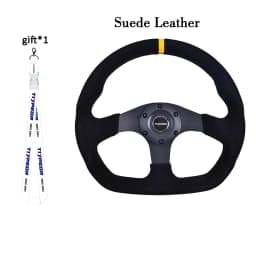 TIYPEOR 330mm13Inch Racing Drift Flat Steering Wheel Black Stitching Steering Wheel Fit Car and Simulation Racing Game