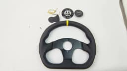 TIYPEOR 330mm13Inch Racing Drift Flat Steering Wheel Black Stitching Steering Wheel Fit Car and Simulation Racing Game