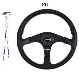 TIYPEOR 330mm13Inch Racing Drift Flat Steering Wheel Black Stitching Steering Wheel Fit Car and Simulation Racing Game