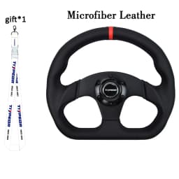 TIYPEOR 330mm13Inch Racing Drift Flat Steering Wheel Black Stitching Steering Wheel Fit Car and Simulation Racing Game