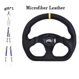 TIYPEOR 330mm13Inch Racing Drift Flat Steering Wheel Black Stitching Steering Wheel Fit Car and Simulation Racing Game