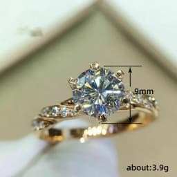 Huitan Classic 6 Claw Cubic Zirconia Rings for Women Luxury Gold Color Wedding Engagement Bands Eternity Lady Jewelry Wholesale