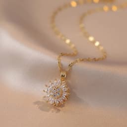 Trendy Rotation Spin Sunflower Stainless Steel Zircon Necklaces For Women Metal Crystal Necklace Party Birthday Gifts Jewelry